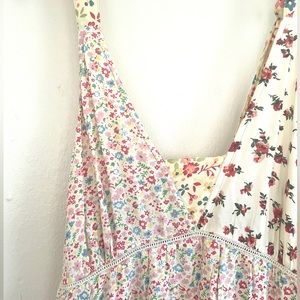 Paani Bohemin Flowy Sleeveless Summer Spring Floral Midi Dress with Pockets